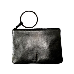 THACKER New York Purse Wristlet Pouch Clutch Gable Ring Travel Gold Leather Zip
